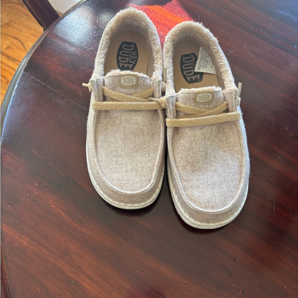 Hey Dude Beige Casual Canvas Shoes worn once!! Size 9